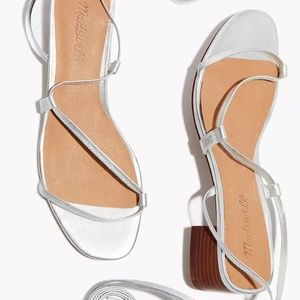 BRAND NEW Madewell silver block heel sandal (size 9)